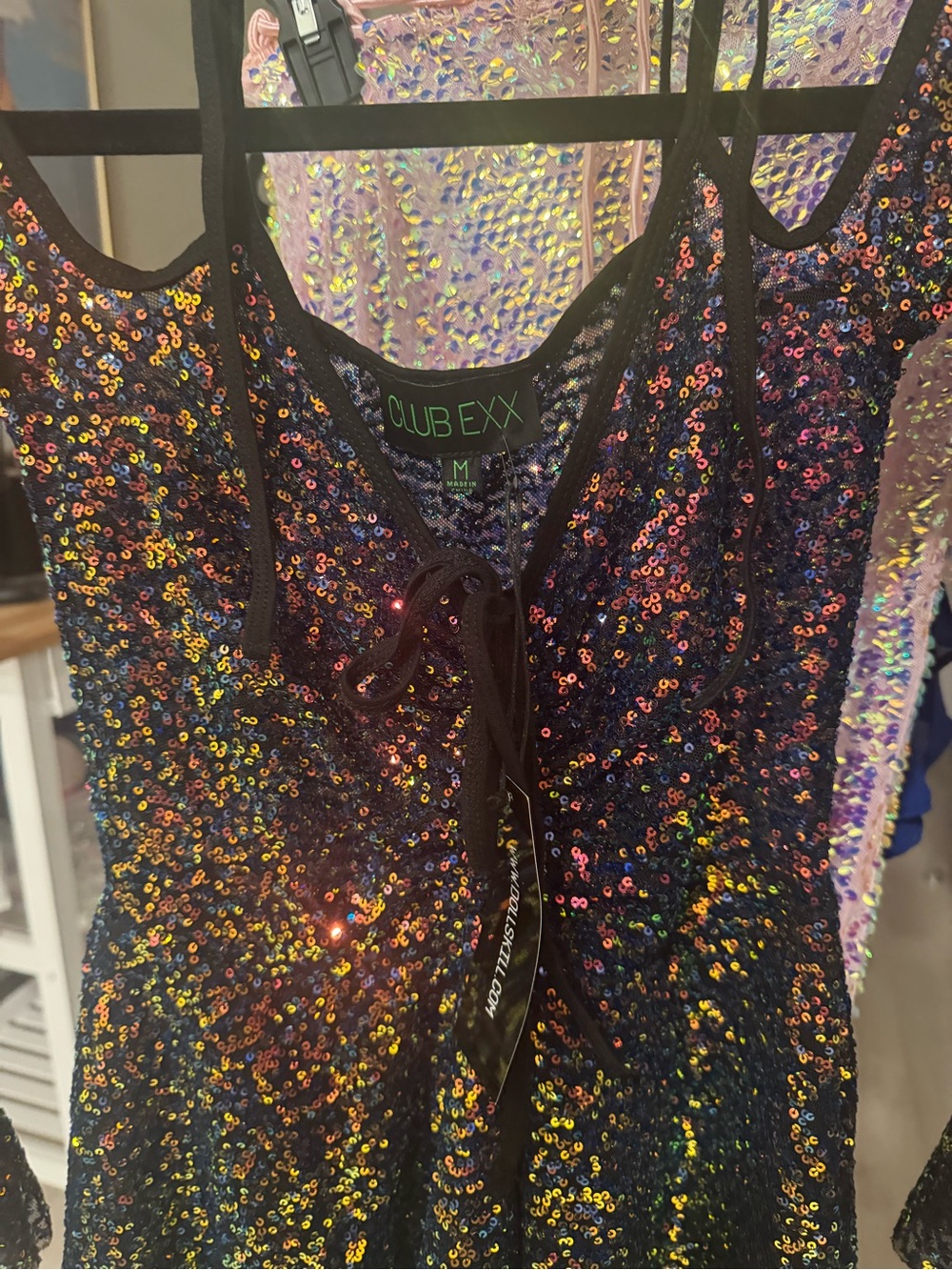 Club Exx Black Iridescent Sequin Mini Dress